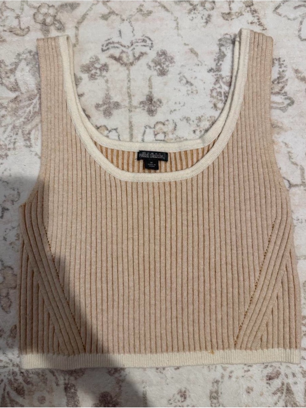 wild fable Beige Ribbed Cropped Tank